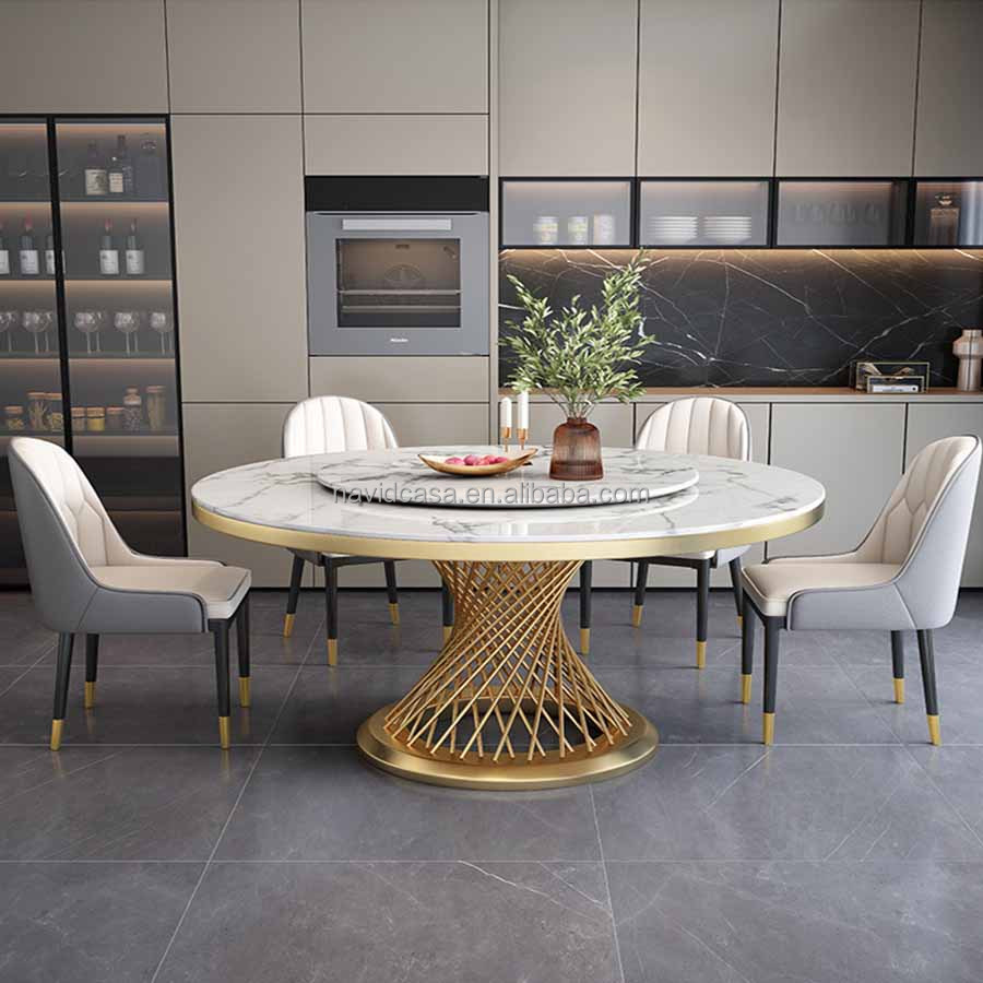 A8065 Luxury Marble Top Round Dining Table Set 8 Seater 6seater ...
