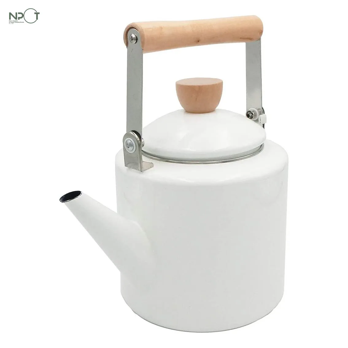 Npot Vintage Style 1.7l Enamel Steel Tea Kettle Cylindrical Shape With