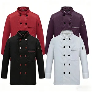 Chef Uniform Hotel Chef Workwear Unisex Men's Women's Long-Sleeved Thick Style Catering Baking Plus Size Back Kitchen Clothing