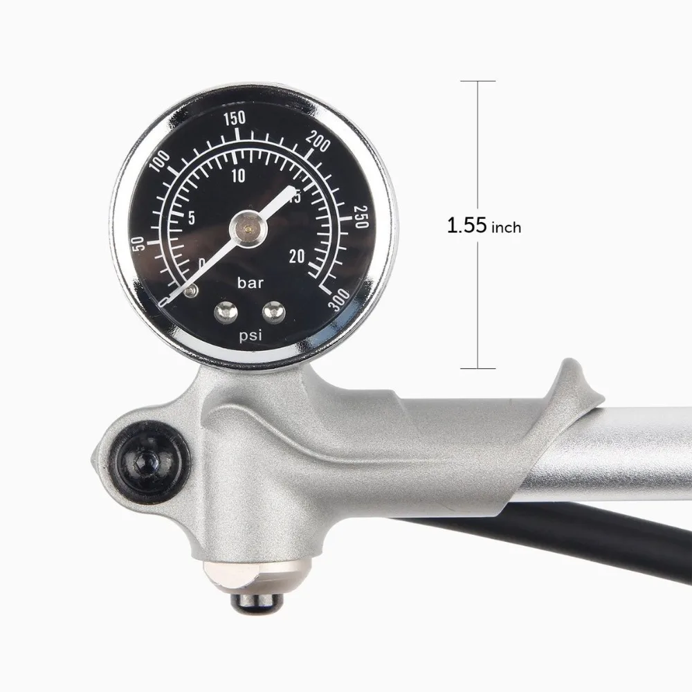 Black Silver 2 Colors 300 PSI Pressure Gauge Portable Bicycle Air Pump Cycle Car Electric Scooter Air Inflator 151g Light Weight supplier