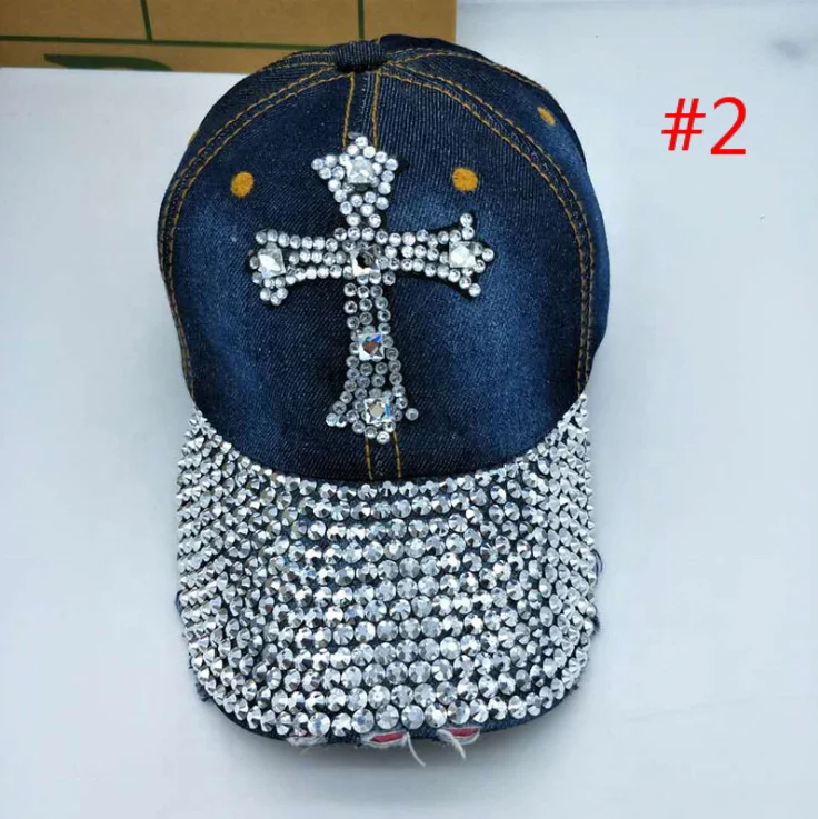 Baseball Cap with Cross - Fashion Blingbling Diamond Hat display picture 1