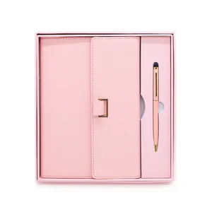 Hot Sale A5 Leather Binder Notebook Custom Planner Diary Organizer Gift Box Set Pens Wholesale Hardcover PU Journal