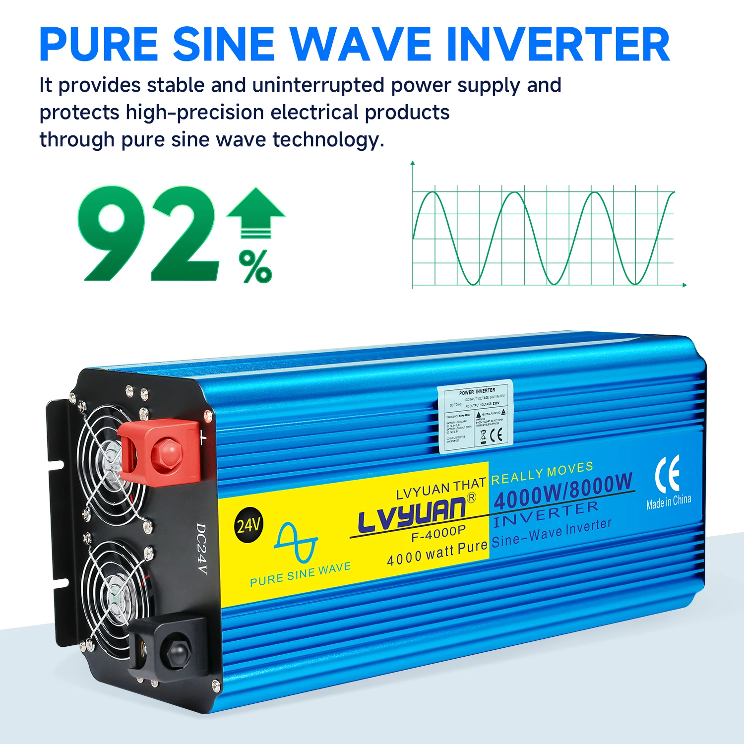 LVYUAN 4000W 8000W DC 12V 24V AC 120V 230V 純正弦波インバーター 