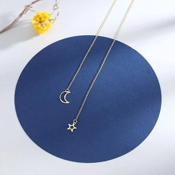 Marlion Jewels Collana Lunga Donna Con Luna E Stella – Acciaio 316L Placcato Oro O Argento – Gioiello Ipoallergenico In Confezione Regalo