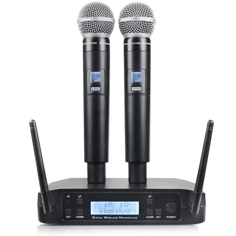 Microphone Sans Fil UHF Double Canal - Karaoké, Église, Fête - Portée 30m Avec Réverb
