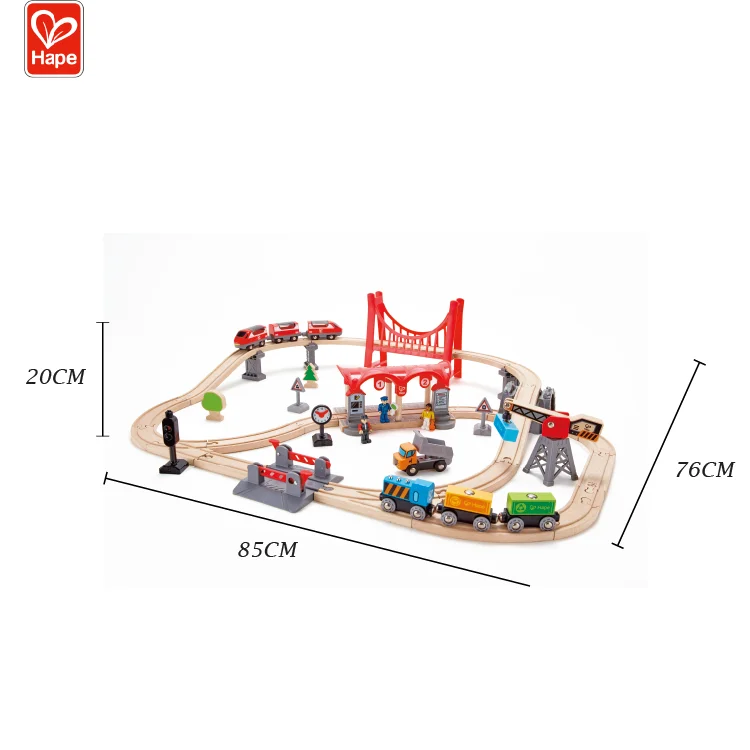 Train Track Set Toys Educational Wooden Railway for Kids