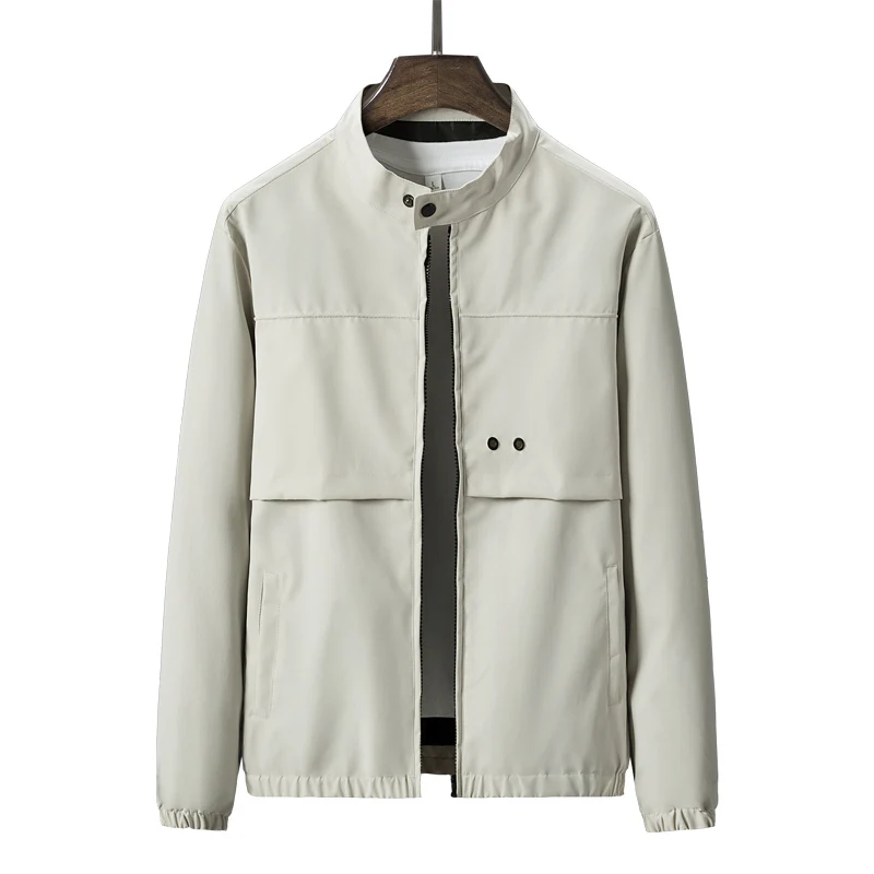 Stand-up collar casual jacket, men's lightweight windproof everyday wear zip-up jacket