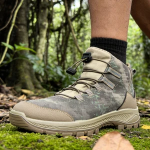 Desert Exploration Outdoor Men's Shoes Fashion Breathable Non-Slip Shock Absorbing Shoes Lace-up Round Toe High Top Casual Shoes