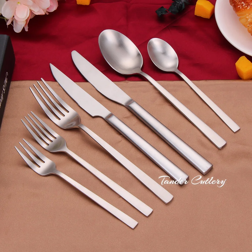 Silverware Set for Restaurant Steel Matte Cutlery Reusable Mirror Silver  Stainless Steel Elegant Flatware Set
