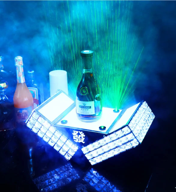 Custom Rechargeable Acrylic LED Lighted Liquor Shelf Display Rack with Cup Bottle Glorifier