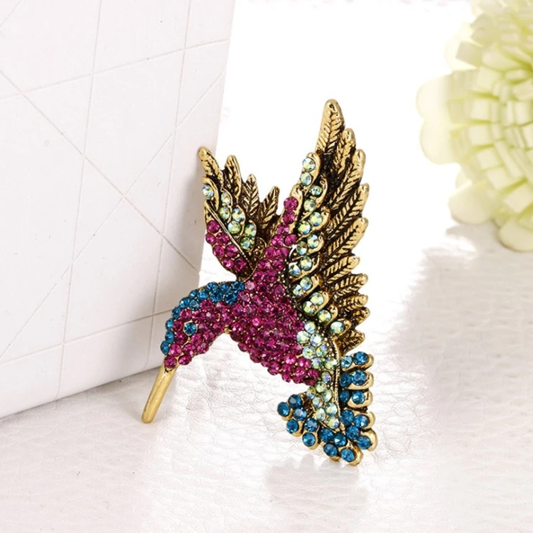 clothing color hummingbird brooch fashion woodpecker pin scarf