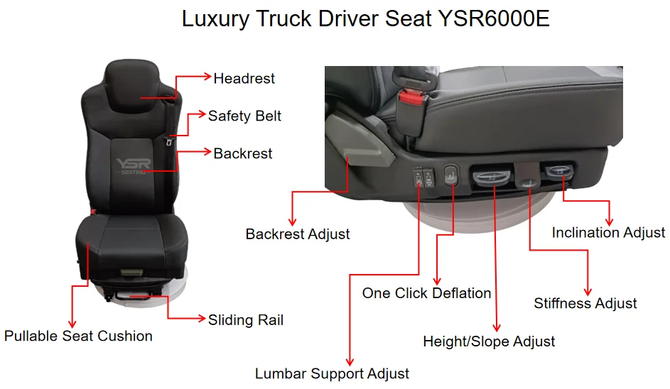 Heavy Duty Driver Seat Man Truck Driver Truck Seat Air Suspension For