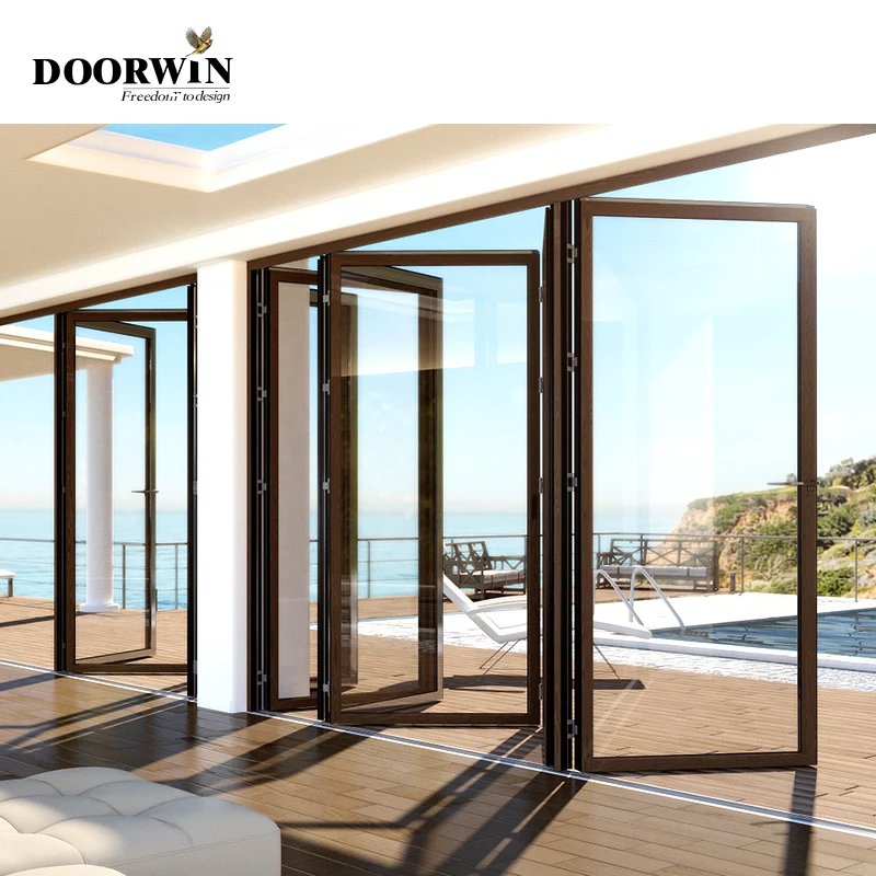 Huricane Impact Custom Or Standard Soundproof Doors Exterior 120 X 80 Glass Multi Panel Sliding Bifold Aluminum Door