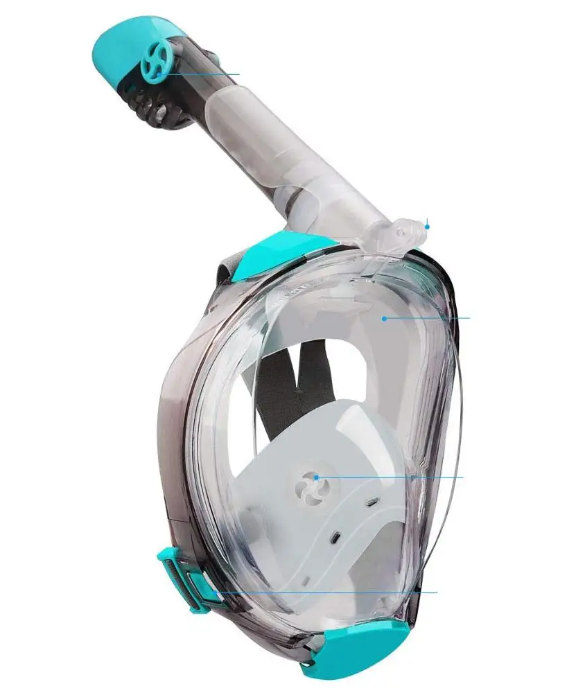 Anti Fog Full Face Diving Mask 180 Degree View Dry Diving Snorkel Mask ...