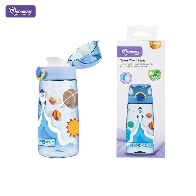 Small MOQ Kids Water Bottle 550ml BPA Free Kids Baby Training Cup With Portable  Hidden Handle