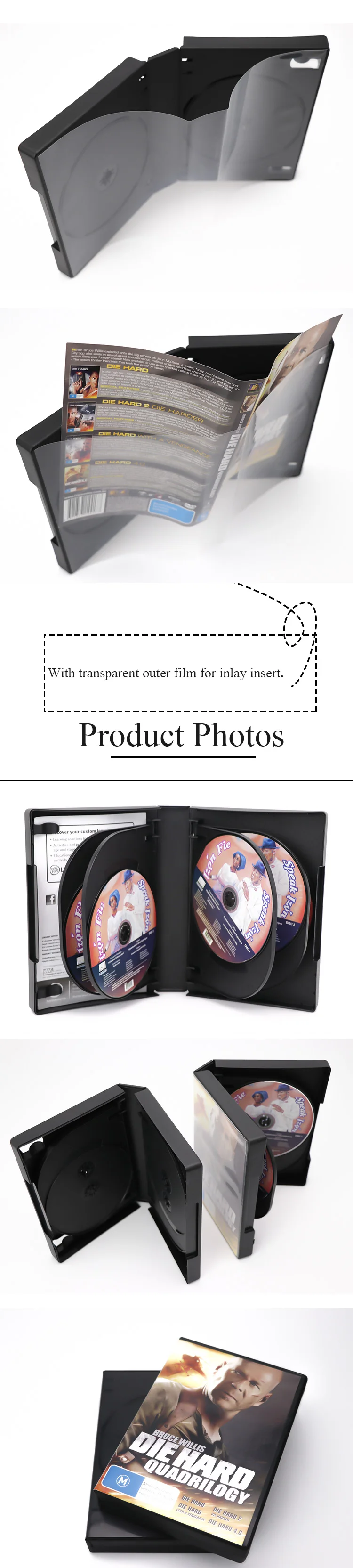 35mm Dvd Standard Black 10discs Pp 2 Trays Cd Holder Case With Film
