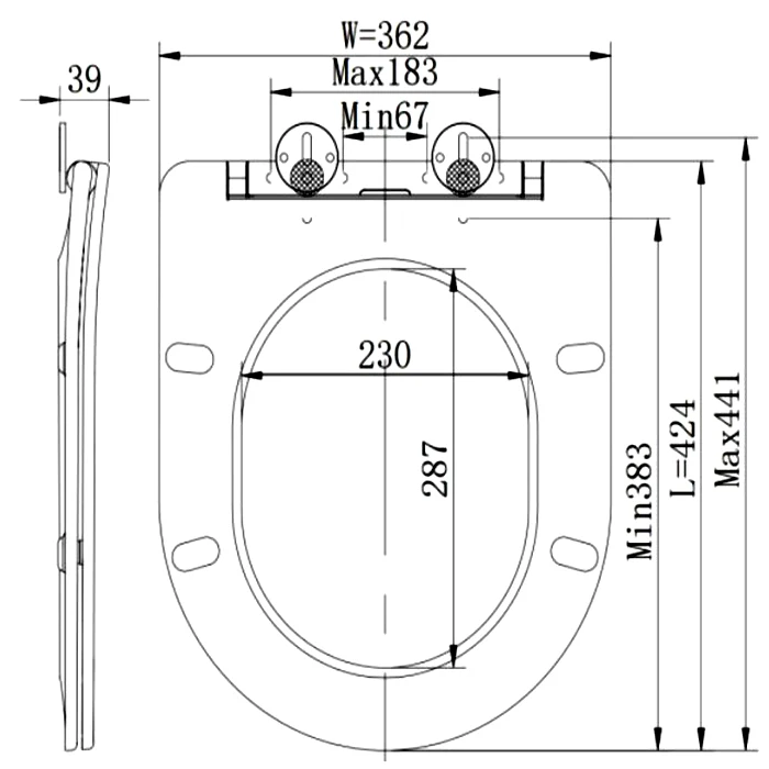 Европейский стандарт мягкая закрывающаяся крышка унитаза Uf пластиковая с одной кнопкой функцией быстрого