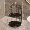 Black double-layer birdcage, black and gold plating