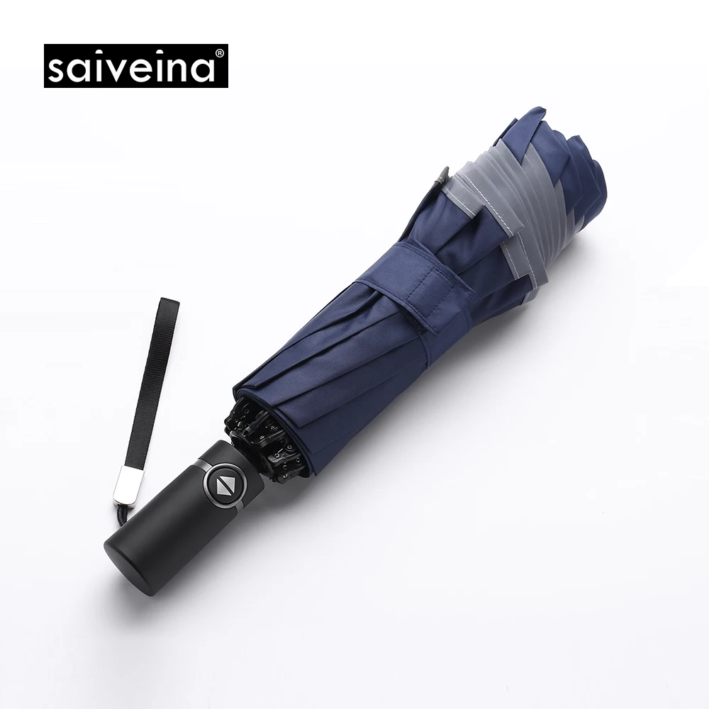 
 Портативный складной зонт заднего хода, 12 ребер, 23 дюйма, автоматический, C3, с серебряной полосой, Зонт от шторма с защитой от ветра и водонепроницаемостью  <span style=