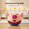 Pelota saltarina recargable - Cerdito rojo con cable USB
