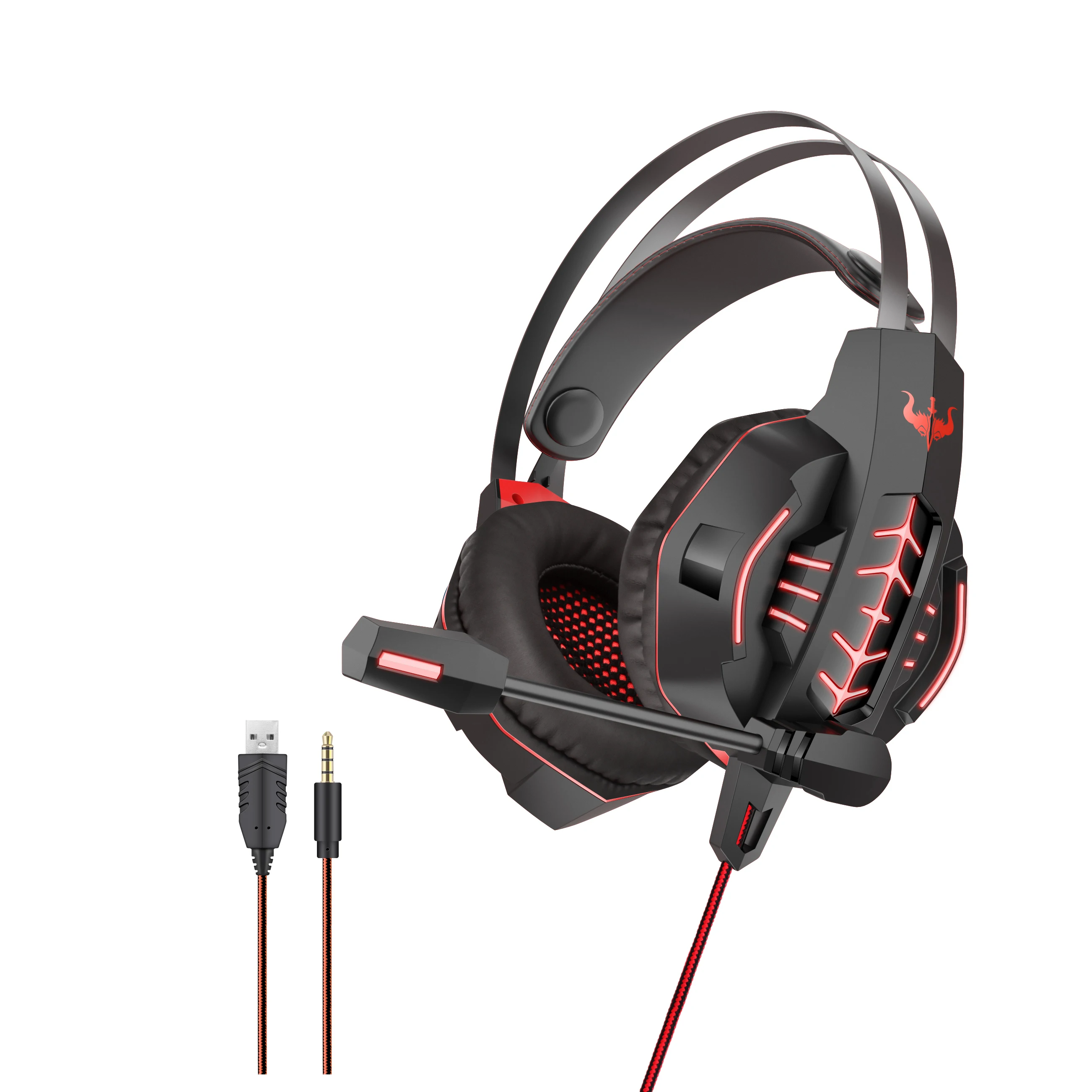 Ancreu Ovleng Gt63 Gaming Headset Usb+3.5mm Jack With Led Hd Noise ...