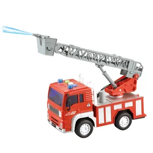 EPT 1:20 Friction Fighter Vehicles ToysLight Sound Emergence  Ladder Water Truck  Emergency Vehicle Fighting Fire Truck for Kid