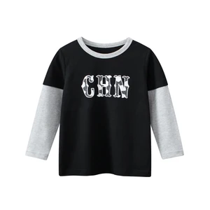 Wholesale Printing Baby Clothes 100% Cotton Long Sleeves Baby Boys T Shirt