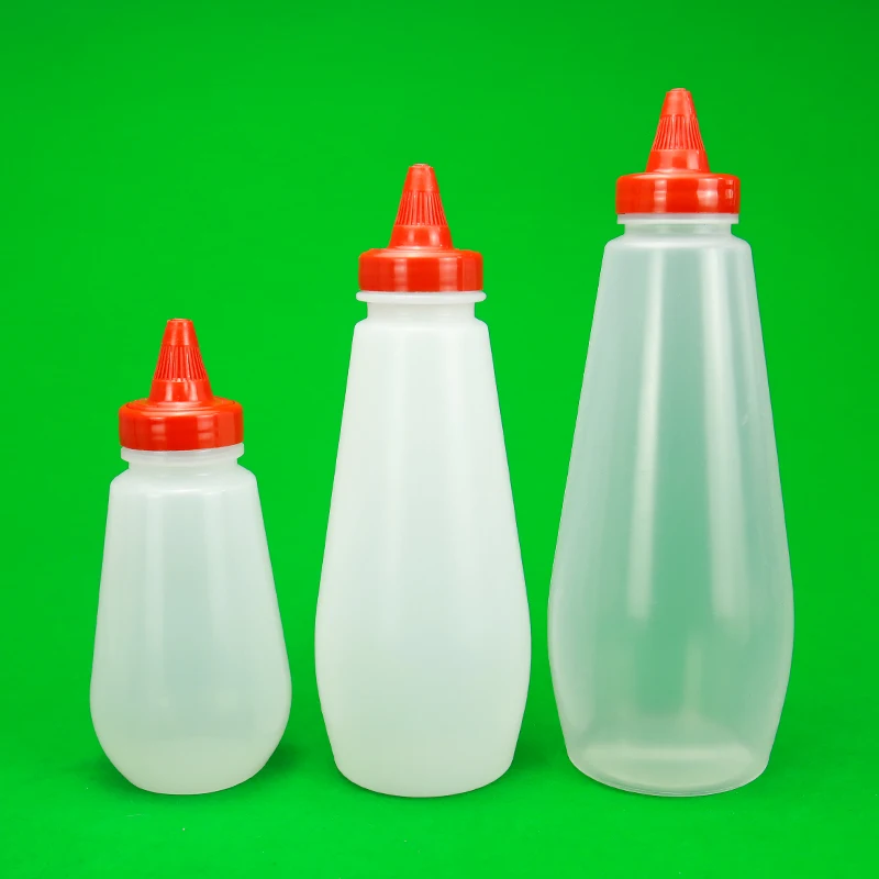 Hot sale squeeze screw-cap seal type food plastic bottles for use ketchup mayonnaise teriyaki sauce