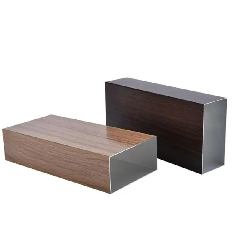 Railing Square Natural Aluminium Extrusion Tubing Extrude Colorful Wood Finish Tube Outdoor Aluminum Profile Pipe