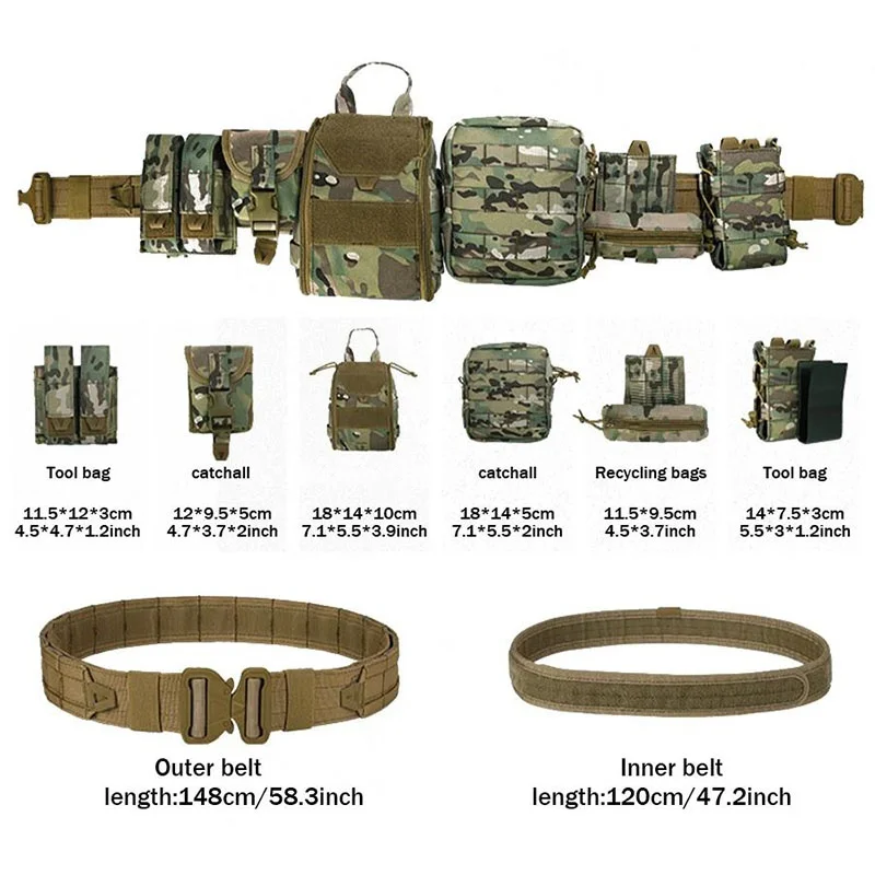 Detachable Camping Adjustable Outdoor Tactical Belts Multifunctional Eight Piece Set Detachable and Adjustable Training Belt