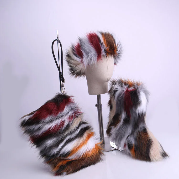 Fur set. Наушники зимние меховые радужные.