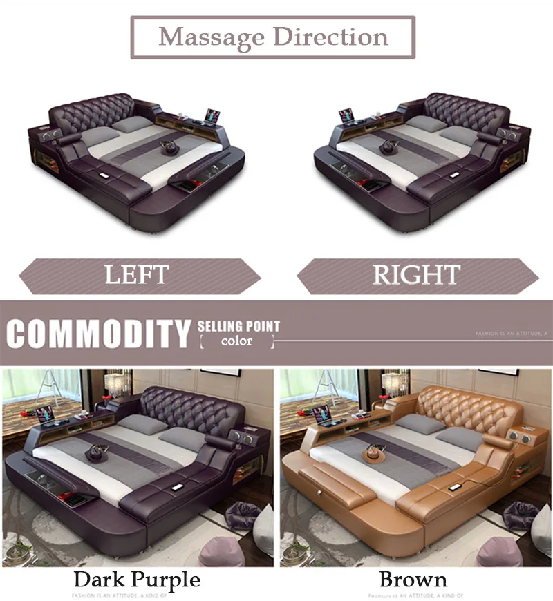 Modern Brown Bedroom Furniture Leather Bed With Speaker Usb Charger Massage Sofa Bed Sets Buy 7198