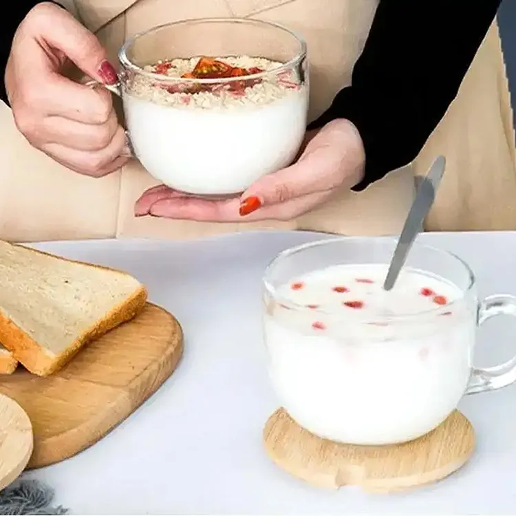 Оптовая продажа, кружки для молока, чая, завтрака, зерна, кофе, стеклянная чашка с бамбуковой крышкой