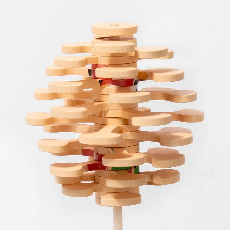 Spiral Tree Rotating Lollipop Wooden Fibonacci Sequence Children's Interesting Decompression Toy