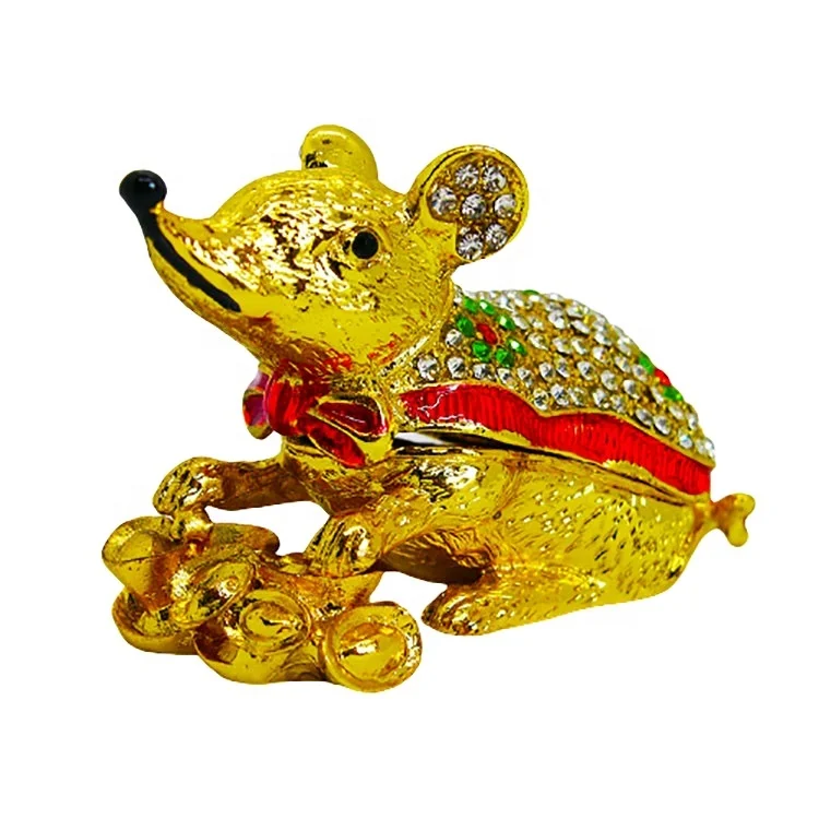 Easy to make money enamel imitation gold-plated diamond inlaid mouse handmade crafts’ pearl and jewelry storage box