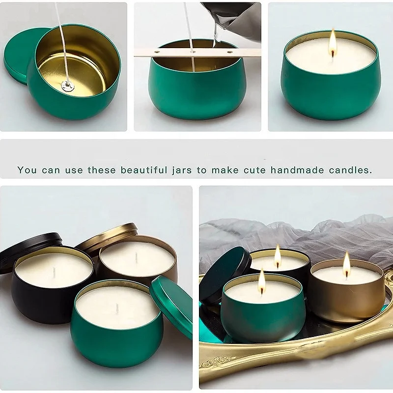 Candle Metal Aluminum Jar Tins Container Round Candle Tin Cans 8oz With
