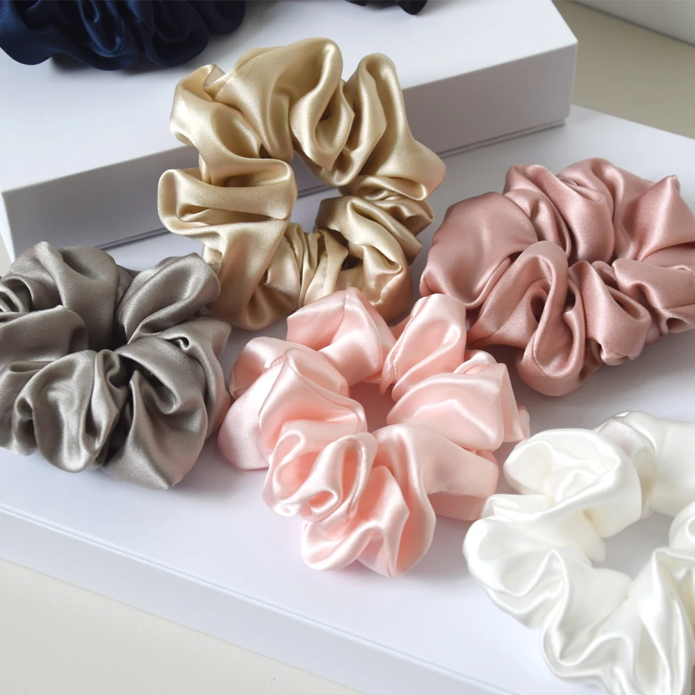 Personalized Label Silk Hair Tie Top 6a Grade Mulberry Silk Scrunchies ...