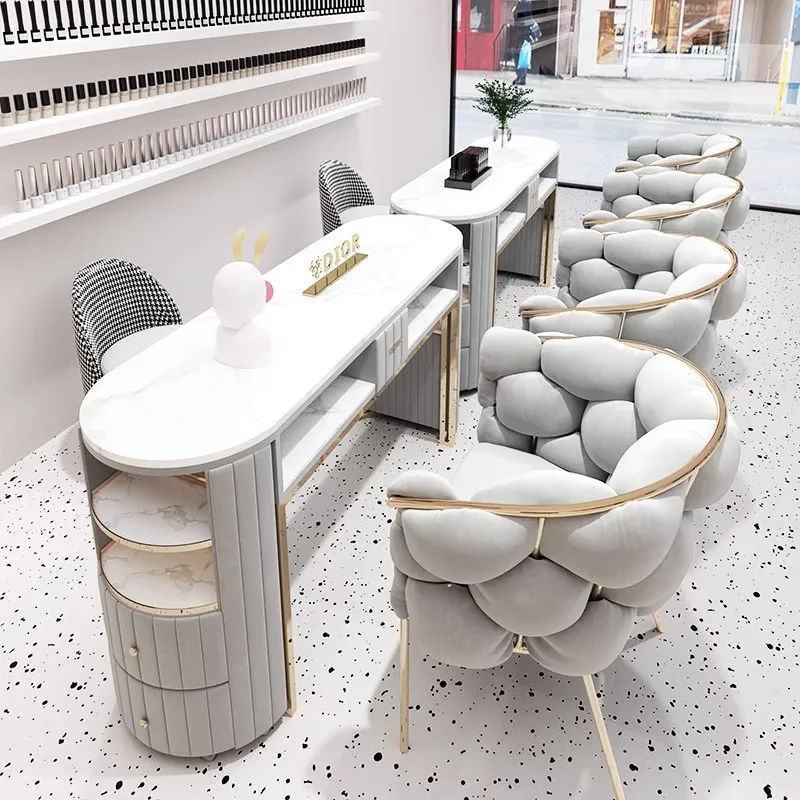 Shop Our Hot Sale Modern Nail Salon Table Desk with White Marble Top