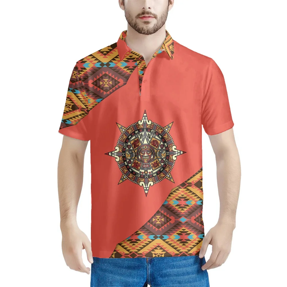 Indian Lotus Ethnic Elephant Men's T Shirt Short Sleeve Casual Polo-Shirt  Tee Shirts Top 