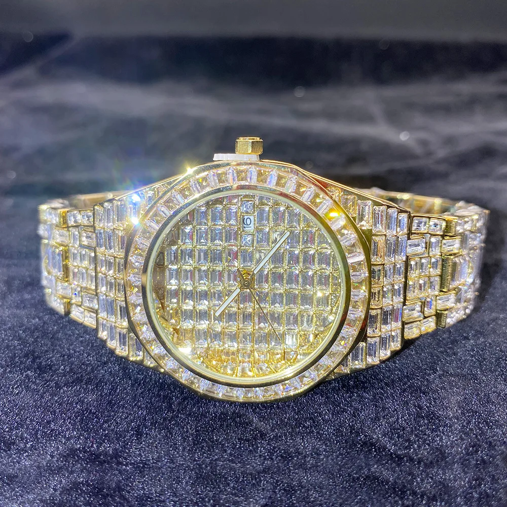 Men's Luxury Hip Hop Gold Plated Lab Diamond Bust Down Iced