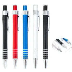 Press-Type Aluminum Oxidized Metal Ballpoint Pen 1.0mm Student Stationery Retractable Advertising Pen