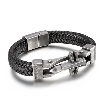 Alternative view of KALEN Genuine Men Bracelets Leather and Stainless Steel Bullet Bracelets