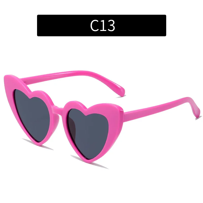 AYNKH 2 occhiali da sole a forma di cuore rossi, occhiali da sole vintage anni '90 a forma di cuore, per donne, ragazze, bambini, divertenti feste all'aperto, occhiali polarizzati colorati, Rosso