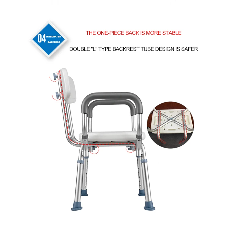Hot Selling Ksitex Assist Bathroom Aluminum Alloy Nonslip Shower Chair