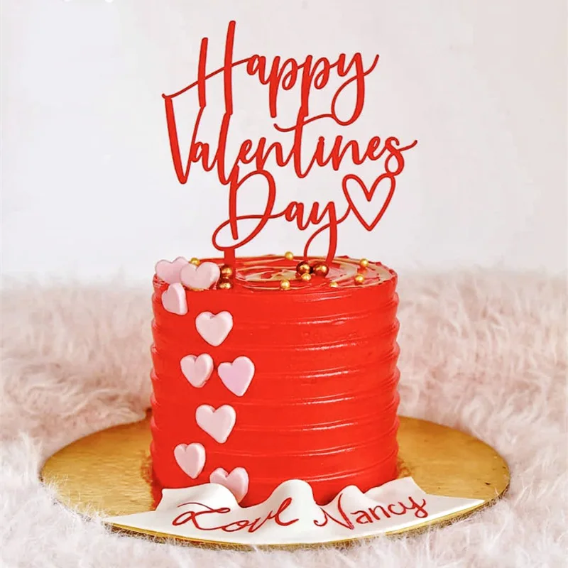 product happy valentines day acrylic cake decoration valentines day acrylic baking cake topper-1