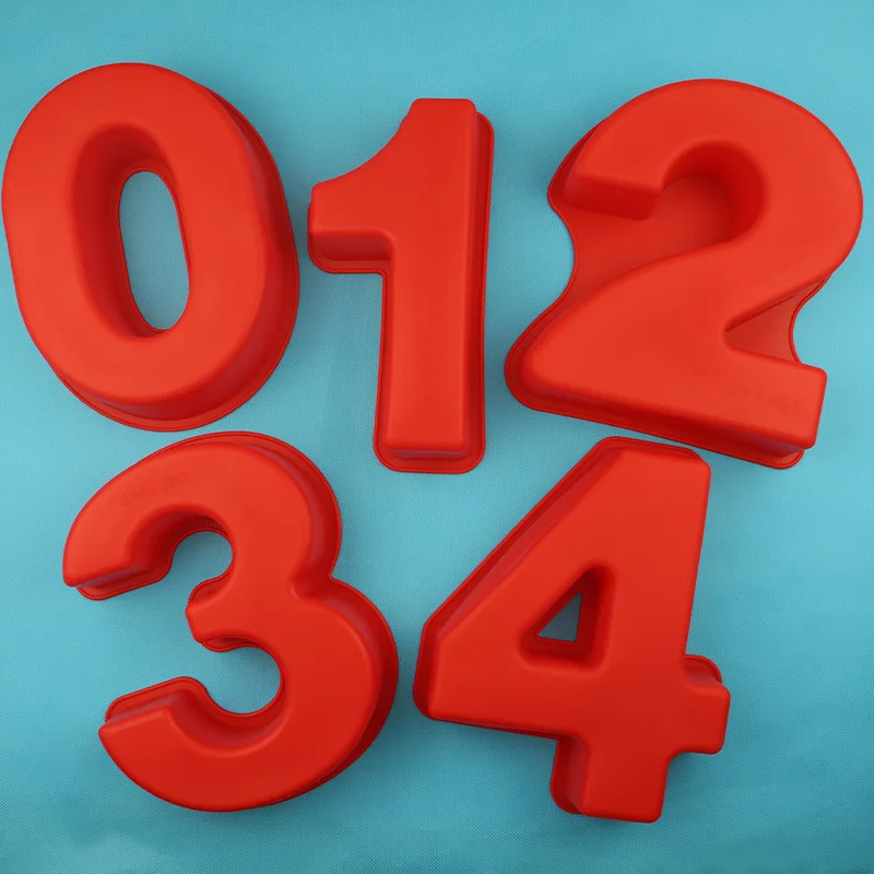 1Pcs Oversized 10-Inch Silicone Cake Pan (10-Inch)Number Cake Mold 3D Silicone Baking Letters Mold Number 1, Size: 1PC(1), Red