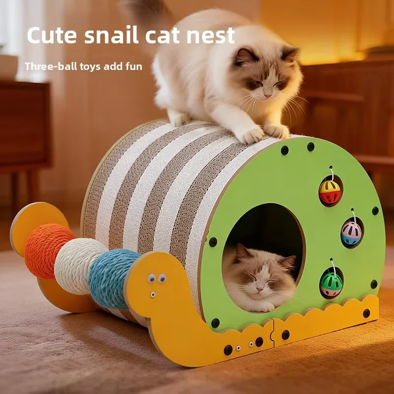 Snail Shape Cat Scratcher Multifunctional Cat Scratching Board with Replaceable Toy Corrugated Cat Scratching Bal details