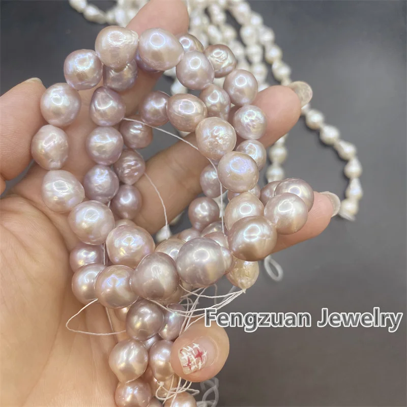 Freshwater Baroque Water Drop Pearls Strand Purple Color 1A 10