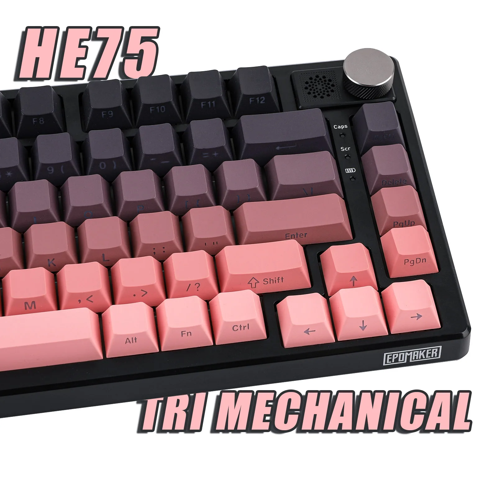 Epomaker HE75 Tri Mechanical Keyboard Interchangeable Knob Module Thocky Sound Mechanical Gaming Keyboard with Low Latency
