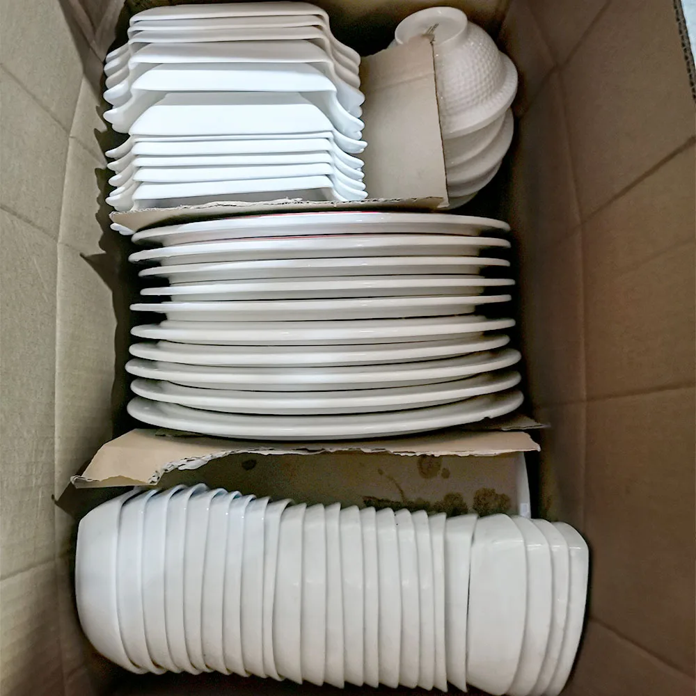 Hot Sell Cheap Price Stock White Ceramic Plate Bowl Cup Saucer Mix Size